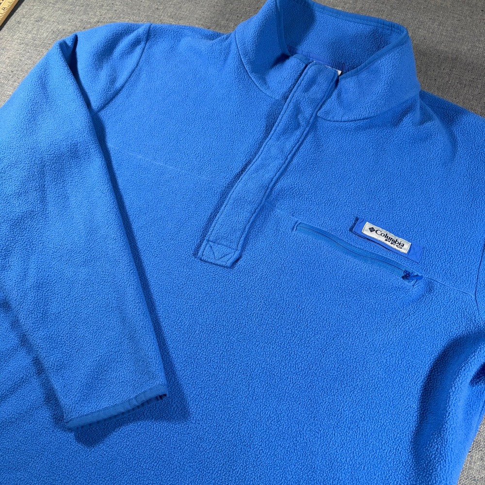 Columbia‎ PFG Fleece Pullover Mens XL Blue Quarter Zip Mock Neck Pocket